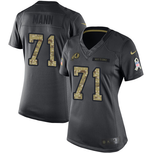 Women's Limited Charles Mann Nike Jersey Black - #71 2016 Salute to Service NFL Washington Redskins